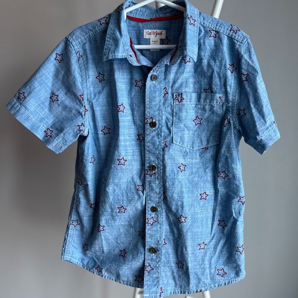 🧡 3/$15 - Cat & Jack Star Boys Button - Up Size Small 6/7 - Picture 1 of 7